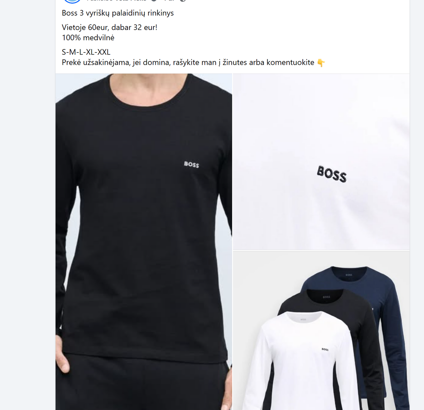 Boss 3 Vyriškų Palaidinių Rinkinys - Ilgomis Rankovėmis