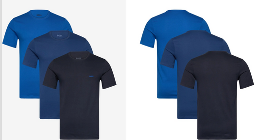 Boss 3 vnt marškinėlių rinkiniai MĖLYNI