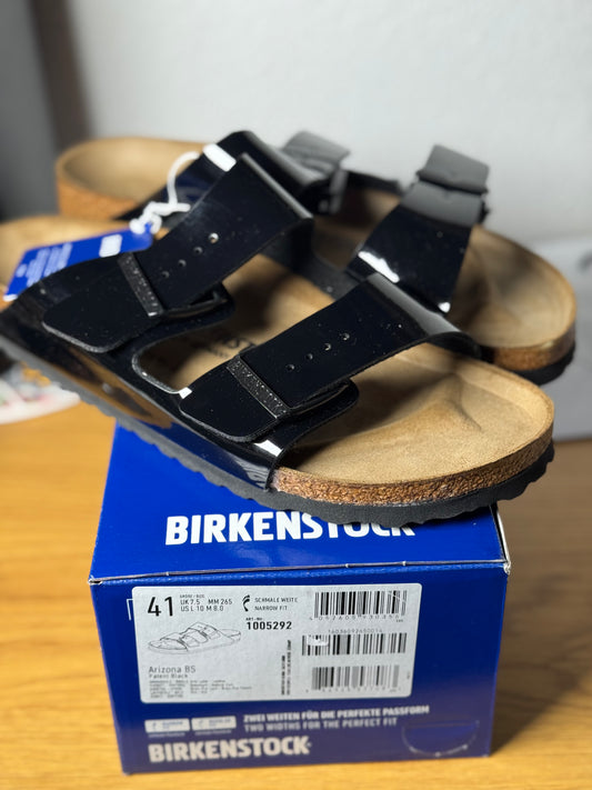 Juodi birkenstock Arizona patent leather sandalai