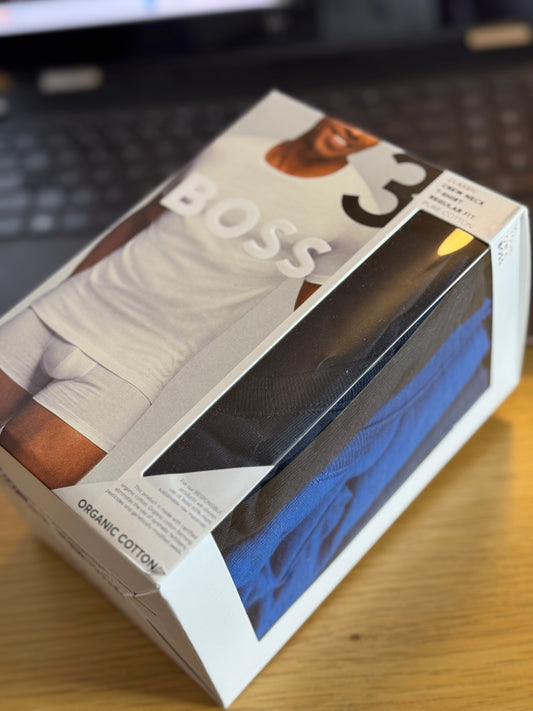 Boss 3 vnt marškinėlių rinkiniai MĖLYNI