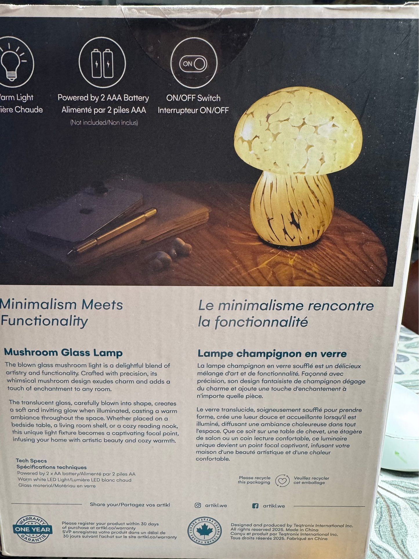 Grybo Formos Stiklinė Lempa Funglow