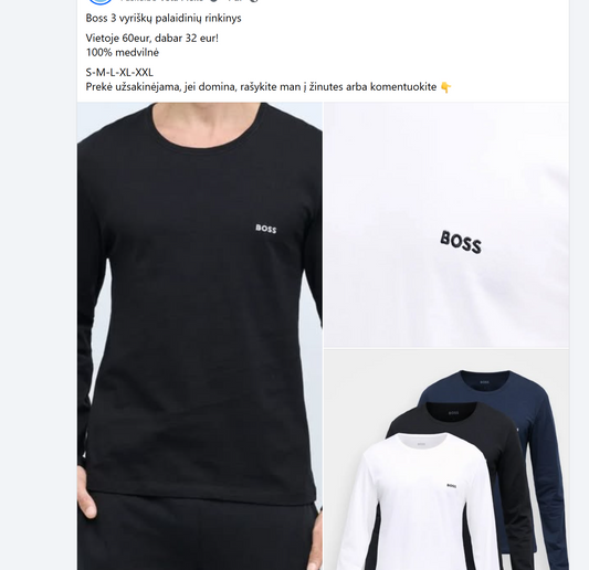 Boss 3 Vyriškų Palaidinių Rinkinys - Ilgomis Rankovėmis